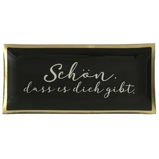 Giftcompany Love Plates, Glasteller, L, Schön, DASS es Dich gibt, schwarz 10x0,8x21cm