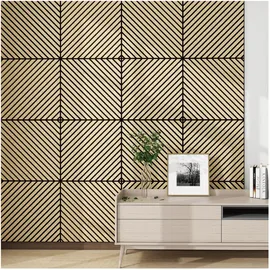 [neu.holz] Akustik-Wandpaneel Vang hell beige 16 St. 60 x 60 cm