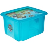 keeeper Aufbewahrungsbox mit Deckel, Dreh- und stapelbar, Für Kinder, 24 l, Karolina, Fresh Blue Transparent