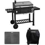 TAINO HERO XXL Holzkohlegrill Set Abdeckhaube Grillplatte Smoker Grillwagen BBQ