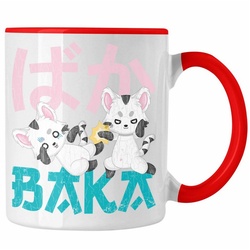 Trendation Tasse Trendation – Anime Tasse Geschenk Spruch Kaffeetasse Geschenke Deko Anme Fan Baka rot