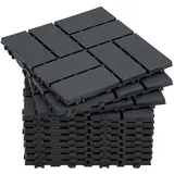 Randaco 99 Stück Terrassenfliesen 9 Qm, 30x30cm Kunststoff Fliesen Klickfliesen Balkonfliesen Holzoptik, Wetterfest, Anti-rutsch, Anthrazit 8-streifen