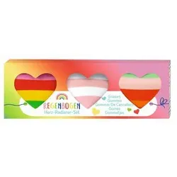 Radierer-Set Regenbogen Herz 3ST MOSES. 26888 i.Display
