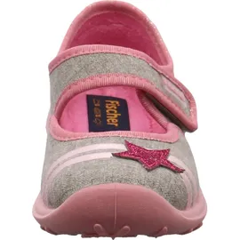 Fischer Markenschuh Fischer Kinder Hausschuh Mädchen Mary Jane Ballerina Glitzer Stern 632344, Größe:33 EU, Farbe:Grau - Grau - 33