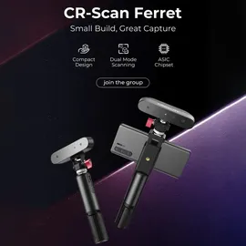 Creality CR-Scan Ferret 3D-Scanner, 0,1 mm Genauigkeit, und mm Aufloesung. 10?FPS Scannen, schwarzer Objekte mit Anti-Shake-Lin...