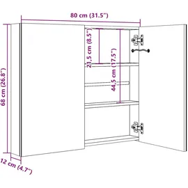 vidaXL LED-Spiegelschrank 77 cm grau