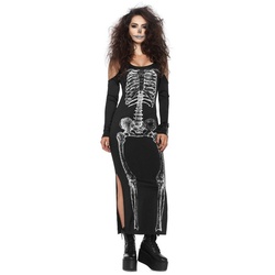 Leg Avenue Kostüm Skelett Kleid, Außergewöhnliches Halloween Kostüm für Damen schwarz XL