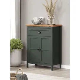 trendteam Kommode Stanton in grün und Eiche Landhaus Flur Diele 77 x 102 cm - tannengrün, Eiche