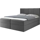 MIRJAN24 Boxspringbett Rebos, Ehebett mit zwei Bettkästen, Doppelbett mit Topper (Manila 16, Größe: 180x200 cm) - Grau