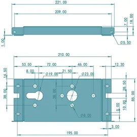 FePs Universal Schlosstasche DIN Links 221 x 85 x 18mm FE-ST001-LS silberfarben