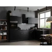 Respekta Winkelküche L-Form 280 x 172 cm Grau Schwarz