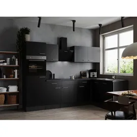 Respekta Winkelküche L-Form 280 x 172 cm Grau Schwarz