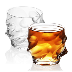 Intirilife Whiskyglas, Glas, 2x Whisky Glas in KRISTALL KLAR 'SCULPTURED' - Old Fashioned Whiskey Kristallglas beige