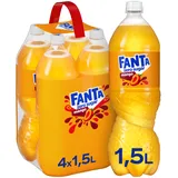 Fanta Mango ohne Zucker - kalorienfreie Erfrischung mit exotischem Mangogeschmack - spritzig-erfrischendes Softgetränk ohne Zucker in Einweg Flaschen (4 x 1500 ml)