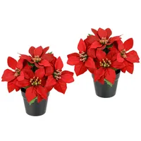 I.GE.A. Kunstblume I.GE.A. "Poinsettia im Topf", rot, B:16cm H:17cm L:16cm, Polyester, Kunstpflanzen, 2er Set Künstliche Blume Weihnachtsstern Christstern Weihnachtsdeko