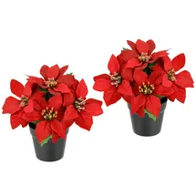 I.GE.A. Kunstblume I.GE.A. "Poinsettia im Topf", rot, B:16cm H:17cm L:16cm, Polyester, Kunstpflanzen, 2er Set Künstliche Blume Weihnachtsstern Christstern Weihnachtsdeko