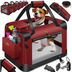 LOVPET® Hundebox Hundetransportbox faltbar Inkl.Hundenapf Transporttasche Hundetasche Transportbox für Haustiere, Hunde und Katzen Haustiertransportbox