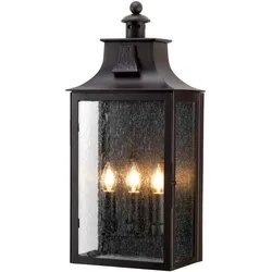Außenleuchte Wandlampe Eisen Bronze H 61,5 cm Gartenlampe 3 Flammig IP44 Hof