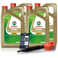 4x 5 L = 20 Liter Castrol Edge Fluid Titanium 5W-30 LL Motoröl inkl. Castrol Ölwechselanhänger und Einfülltrichter