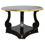 Casa Padrino Barock Esstisch Rund Schwarz / Gold Mahagony Holz 120 cm - Tisch
