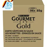 PURINA Gourmet Gold Zarte Häppchen in Sauce Katzenfutter Nass, Sorten-Mix, 96Er