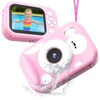 Kinderkamera, 48MP 1080P IP68 Unterwasser Digitalkamera wasserdichte Kamera Kinder mit 2,4 Zoll Bildschirm Notfall-LED-Blitz Reisen Strand Pool Spielzeug Geschenk für 3-12 Jahre Mädchen Jungen, Rosa