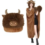 MSISILY Kuscheldecke mit Ärmeln, Highland Cow Geschenk für Frauen, Tragbare Decke Weihnachten Geburtstagsgeschenk für Frauen Damen