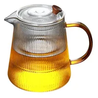 FELIXLEO Teekanne Teekanne gestreiftes Glas verdickter hitzebeständiger (1000ml) 1 Stück, 0.8 l