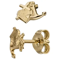 Paar Ohrstecker JOBO "Glaube Liebe Hoffnung", gold (gelbgold 333), Ohrringe, Damen, Gelbgold 333, 333 Gold