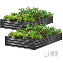 Vevor Hochbeet Metall 244 x 122 x 30 cm Dunkelgrau
