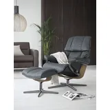 Stressless Stressless® »Reno«, (Set, Relaxsessel mit Hocker), mit Hocker, mit Cross Base, Größe S, M & L, Holzakzent Eiche blau