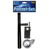 IDENA 8040006 - Polizei- Set, Schlagstock, Handschellen und Walkie-Talkie, 3-teilig, Schwarz
