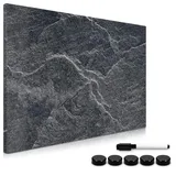 Navaris Magnettafel Magnetpinnwand Memoboard zum Beschriften - 60x40 cm Notiztafel div. Designs - Tafel abwaschbar mit Halterung Magneten Stift