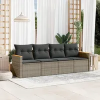 Festnight Balkon Sofa mit Stauraum Rattan Sofa Gartensofa 4 Sitzer Lounge Sofa Outdoor Rattansofa Sitzecke Balkon Lounge Klein Couch Gartenlounge Polyrattan Balkonmöbel Gartenmöbel