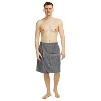 Arus Kilt Saunakilt, 100% Bio-Baumwolle, mit Gummizug und Klettverschluss, knielang, 100% BIO-Baumwolle grau S / M