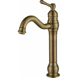 Antiker Messing-Badezimmer-Wasserhahn, hoher Waschtisch-Wasserhahn, 360° drehbar, Retro-Waschtisch-Wasserhahn, Einhebelmischer,