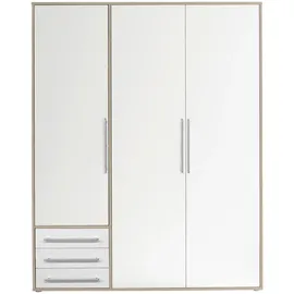 Livetastic Kleiderschrank Lyss Eiche San-Remo Nachbildung weiß B/H/T: ca. 155x194x58 cm, - Eiche, weiß