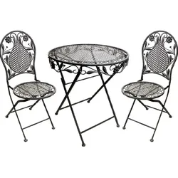 Lex Terrassen Set Gartenset Bistroset Sitzgruppe Gartenmöbel klappbar Deko grau 3tlg. : Grau