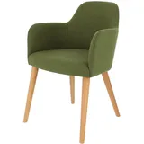 Sessel Flaminia Wollbezug, modern skandinavisch, moosgrün, Eiche massiv geölt, gepolstert