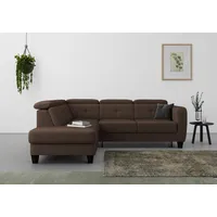 sit&more Ecksofa »Belluci L-Form«, inklusive Federkern, wahlweise mit Bettfunktion und Bettkasten, braun