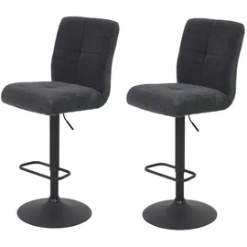 Hela Tische, 2er Set Barhocker Leni -Bezug Cord Anthrazit -360° drehbar, höhenverstellbar- Komfortsitz Federkorb Schwarz - ... - Schwarz