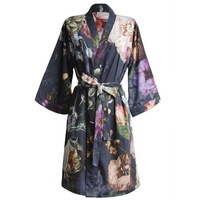 ESSENZA Kimono Fleur, Kurzform, Baumwolle, Kimono-Kragen, Gürtel, mit wunderschönem Blumenprint blau