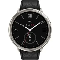 Amazfit Active 2 Round Schwarz (Schwarz Leren Armband)