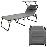 Spetebo Gartenliege XXL Sonnenliege 200 x 70 x 30 cm Grau