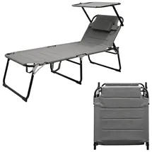 Spetebo Gartenliege XXL Sonnenliege 200 x 70 x 30 cm Grau