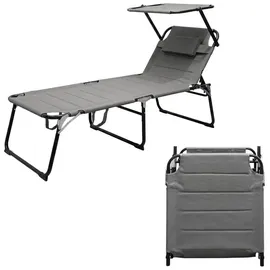 Spetebo Gartenliege XXL Sonnenliege 200 x 70 x 30 cm Grau