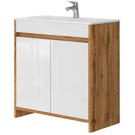 Vicco Lemgo, Goldkraft eiche 79.8 cm, besteht aus Badunterschrank und Waschbecken