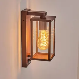 hofstein Außenwandleuchte Metall/Glas mit Bewegungsmelder IP44 rost/klar