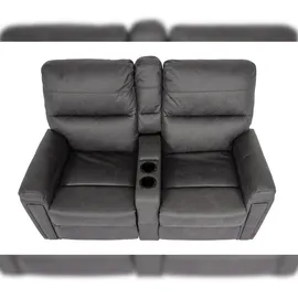Mendler 2er Kinosessel HWC-K17, Relaxsessel Fernsehsessel Sofa, Nosagfederung Getränkehalter Fach ~ Stoff/Textil dunkelgrau