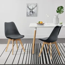 [en.casa] Esszimmerstuhl Fläten 6er Set 81x49 cm Grau PU-Kunstleder